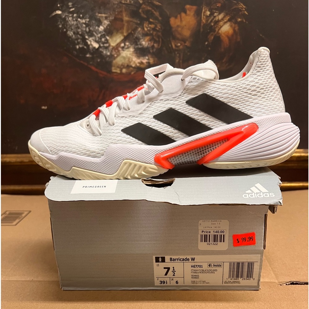 Adidas Barricade women tennis shoes size7.5white/black